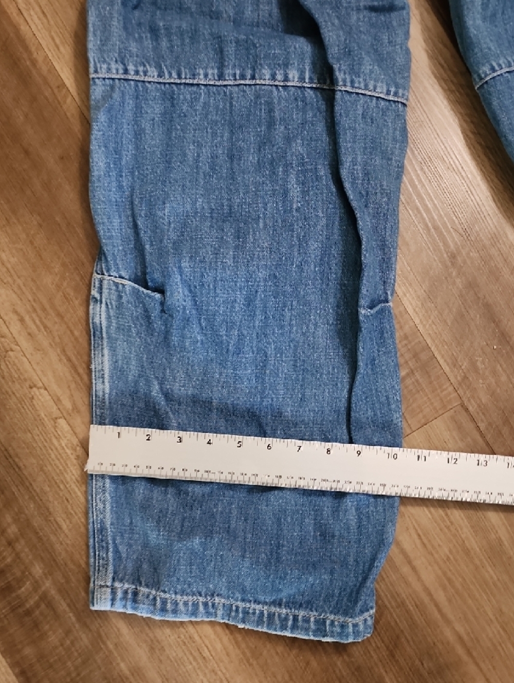 We The Free Free People Light Wash Cargo Jeans Relaxed Drawstring Waist Wide Leg - Picture 7 of 11